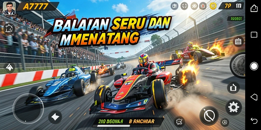 Tampilan gameplay A7777 yang menegangkan saat balapan.