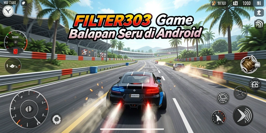 Tampilan gameplay FILTER303 yang menampilkan balapan seru di berbagai trek.