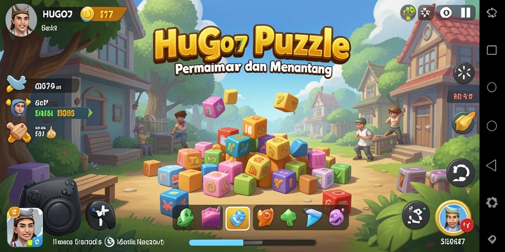 Tampilan screenshot gameplay HUGO77 dengan berbagai teka-teki menarik.