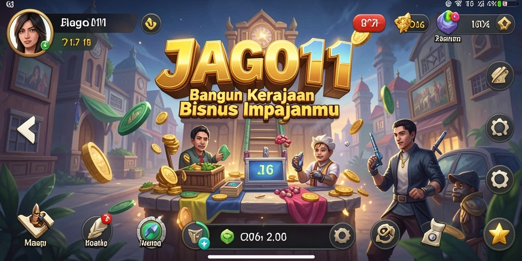 Tampilan gameplay JAGO11 yang menampilkan keseruan membangun bisnis.