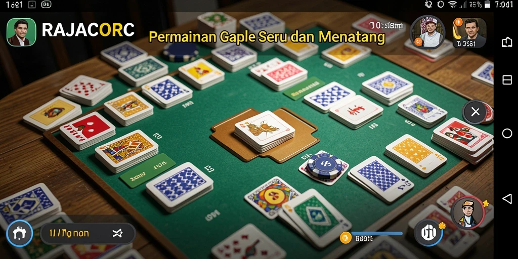 Tampilan gameplay RAJACORC yang seru dan interaktif dalam permainan Gaple.