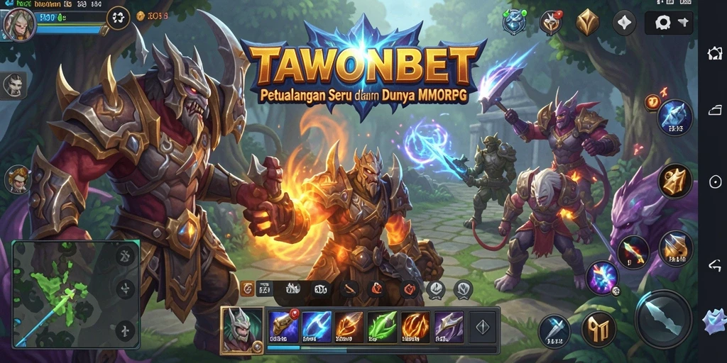 Tampilan gameplay epik di dunia MMORPG TAWONBET.
